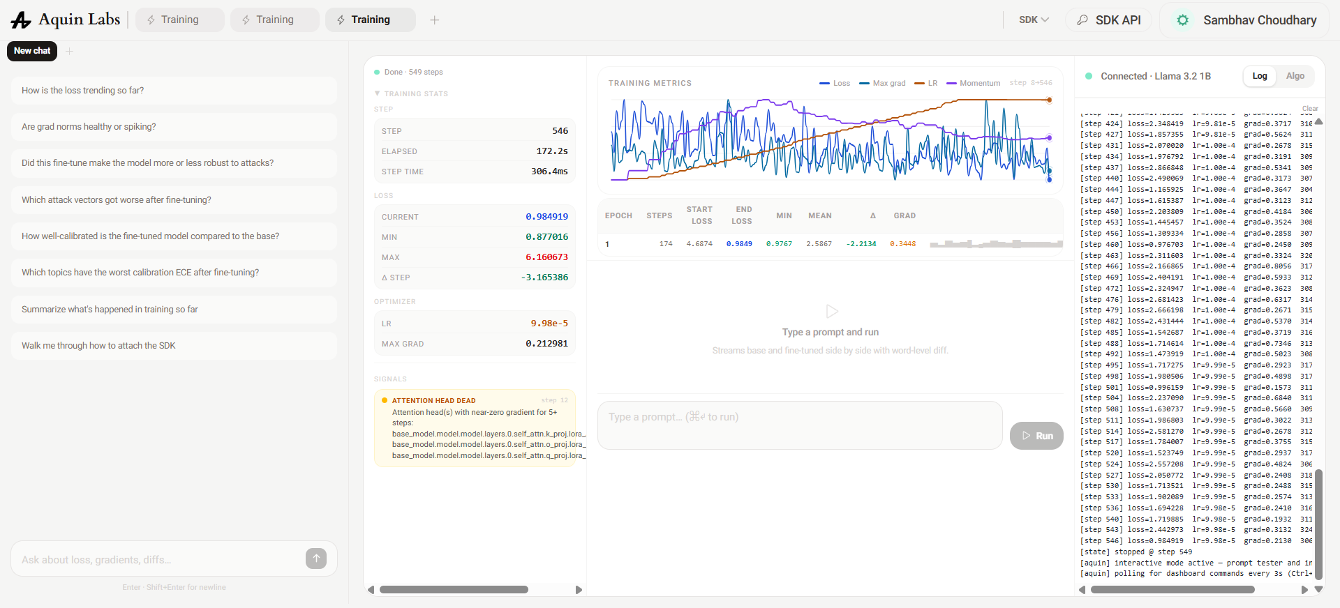 Run 4 — converged benchmarks, sub-1.0 loss